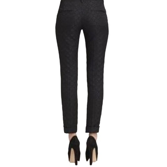 Theory Women's Ankle Dress Pants Size 6 Black Jacquard Slim Career Evening Pant - Picture 3 of 13